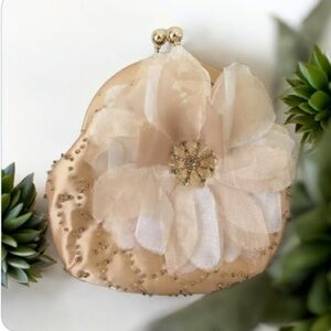 Kate Landry Clutch Purse Handbag Chain Rope Strap Bead Netting Bead Accent